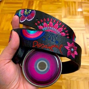 Desigual stitched leather belt